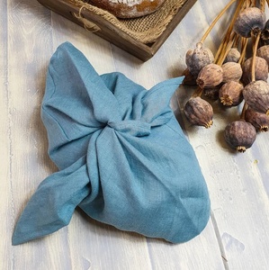 Bolsa bento de lino Natural con cordón, almacenamiento de pan, origami de lino crudo - Product Image 5