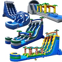 Toboggan aquatique gonflable géant en PVC, durable, à une voie, personnalisé, vente en gros, pas cher, avec piscine et souffleur