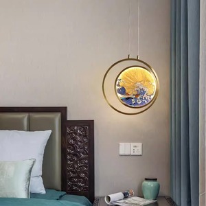 Lampe suspendue de style néo-chinois tout en cuivre émaillé, luminaire décoratif antique chinois moderne pour chambres à coucher, salles à manger - Product Image 2