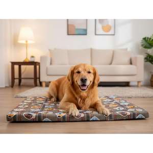 Materasso Ortopedico per Cani Yommy, Semi-Resistente all'Acqua, Base Antiscivolo, Blu Marrone Grigio, Cuccia per Animali - Product Image 3