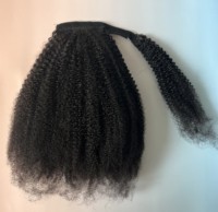 Queue de cheval en cheveux humains vierges bruts à clipser, extension de 16 pouces, 100g, cheveux indiens 4C crépus bouclés, à enrouler