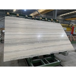 Piedra Natural Pulida UnionStone, Corte Veteado, Travertino Plateado de Italia, Precio de Travertino Azul Océano, Losa de Travertino para Piso - Product Image 1