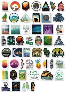 50 pièces autocollants vert pour l'extérieur, étiquette de décoration de fenêtre murale de voiture, <span class=keywords><strong>Camping</strong></span> Go randonnée pique-nique pour ordinateur portable, <span class=keywords><strong>autocollant</strong></span> découpé - Product Image 5