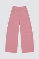 Jean ample rose poudré teint en pièce pour femme avec poches utilitaires, pantalon en denim long et décontracté, pantalon tendance pour femme