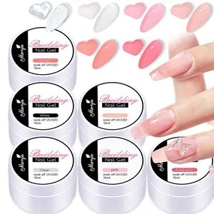 Wholesale 15 ml solid nail extension building gel for nail art salon UV LED full cover soft gel nail tips glue gel