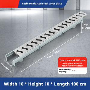 Caniveau de drainage en résine SMC personnalisable, 100 x 10 x 10 cm, écologique, design moderne, directement de l'usine - Product Image 3