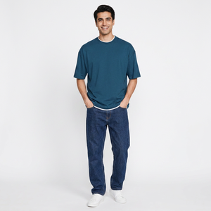 T-shirt Homme Haute Qualité Polyester/Coton Coupe Ample Oversize Épaules Légèrement Tombantes Streetwear Uni Respirant Décontracté - Product Image 1