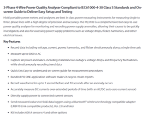 Analyseur de qualité d'alimentation électrique importé du Japon HIOKI PQ3100-92 : Fournit des données de mesure précises et fiables. - Product Image 2