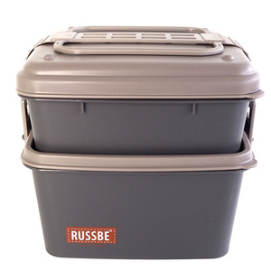 Russbe Stack Bento <b>Lunch</b> <b>Box</b> 2-Piece Set With Chill Pak Blue Square <b>Microwaveable</b> Reusable Adult Student Meal Container - Product Image 4
