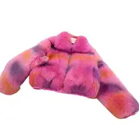 अच्छी डिजाइन पूरे असली फॉक्स फर मुद्रण विपरीत रंग लघु शैली बारी-डाउन कॉलर गुलाबी सर्दियों गर्म फर कोट