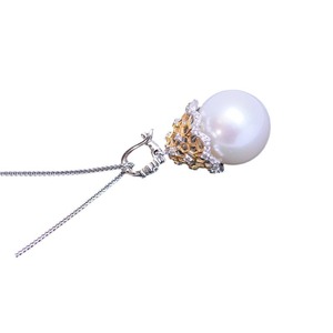 Collier minimaliste en argent S925 avec pendentif et breloques en perle ronde blanche de 10-11 mm de Zhuji Danshui, avec une forte luminosité et de légères imperfections - Product Image 4