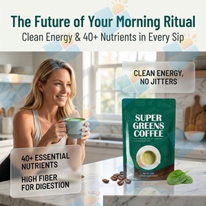 SUNI OEM/ODM, Fórmula Personalizada de Marca Privada, Suplemento de Café en Polvo <span class=keywords><strong>Super</strong></span> Greens 100% Soluble en Agua para la Inmunidad Diaria - Product Image 3