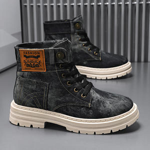 Botas de Trabajo de Hombre Estilo Británico, Primavera 2026, Botas Martin con Cierre de Cordones y Parte Superior de Mezclilla - Product Image 4