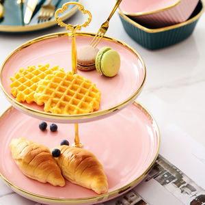 Plateau à <span class=keywords><strong>dessert</strong></span> blanc, plateau double, plateau à fruits, vaisselle, assiettes en céramique, ensembles <span class=keywords><strong>de</strong></span> vaisselle, supports personnalisés avec logo - Product Image 3