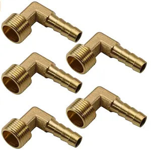 Brass Barb Hose Fitting, 90 Degree Elbow 14mm Barbed zu G3/8 Male Pipe Adapter Connector