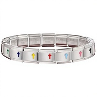 Accessoires de fabrication de bracelets DIY : Breloques et maillons en acier inoxydable italien, colorés et tendance, pour femmes et hommes, compatibles avec bracelets de 9 mm