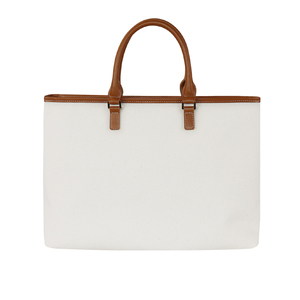 Sac fourre-tout en toile 12 oz avec poignée en cuir PU et doublure 100 % coton, fermeture éclair supérieure, 40x30 cm, surdimensionné, logo personnalisé, sac à main de voyage pour femme - Product Image 3