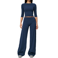 Ensemble de yoga haut de gamme TongJoes pour le marché international – Tenue décontractée pour femme avec taille semi-élevée et revers, anti-transpiration