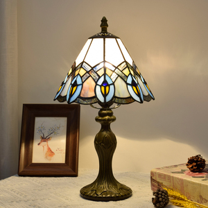 Lámparas <span class=keywords><strong>Tiffany</strong></span> de 8 Pulgadas, Lámparas de <span class=keywords><strong>Mesa</strong></span> de Lujo para Dormitorio, Iluminación de Noche, Decoración, Lámparas de <span class=keywords><strong>Mesa</strong></span> Americanas Retro Nostálgicas Vintage - Product Image 4