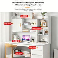 Bureau d'ordinateur portable durable pour le jeu avec tiroirs intégrés et étagère, design personnalisable blanc pour la maison, l'étude ou le bureau