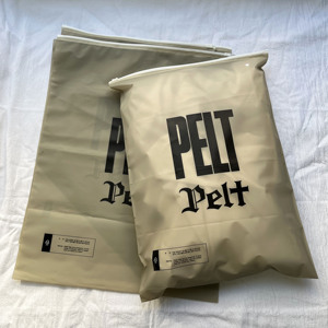 Wholesale Custom Logo Sage Grey Matte PE Zipper Bags For Fashion Brand Swimwear Outfit Packaging Bags - Product Image 3