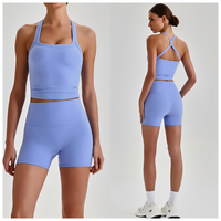 Vêtements de yoga, pantalon et short de fitness à taille haute, respirants, extensibles dans quatre directions, réversibles, ensemble 2 pièces