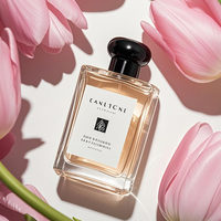 Nouveau design personnalisable emballage de bouteille de parfum en verre de pulvérisation de pompe vide transparente de cube avec le couvercle en forme spéciale