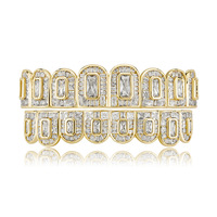 Nouvel Arrivage : Ensemble de Grills Dentaires pour Hommes, Plaqué Or 18K, Style Hip Hop, Sertis de Zircons Carrés Effet Diamant, pour les dents supérieures et inférieures, pour un look Rap