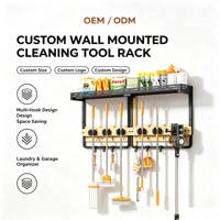 Support mural en fer pour balais et serpillères, double niveau, moderne et minimaliste, non pliable, pour rangement domestique transfrontalier