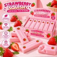 Jouet Squishy Géant en Forme de Bâton de Lait à Rebond Lent, Thème Fraise Beurre, Anti-stress à Pincer, Puzzle Familial Jumbo