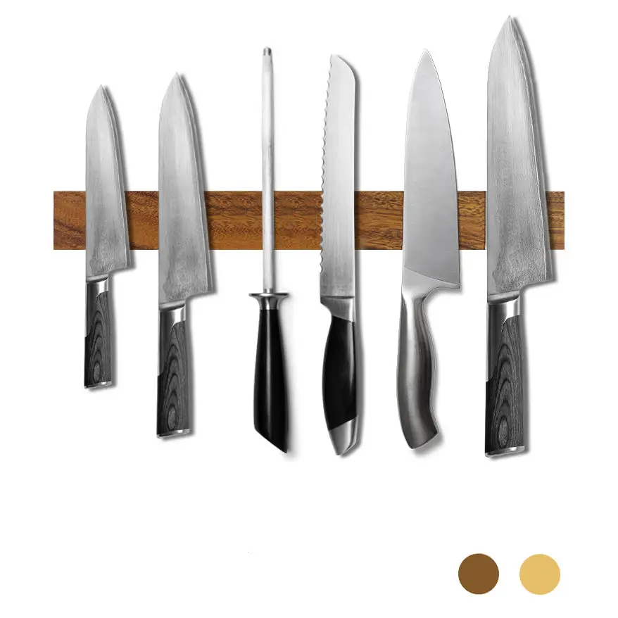 Wood Hanging Universal Knife Strip Rack Powerful Acacia Wood Knife Holder Magnetic Knife Holder for Wall