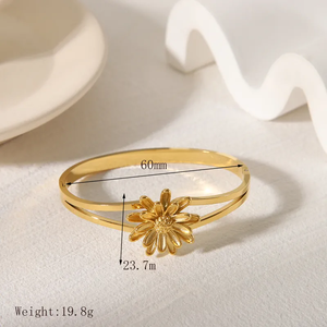 Bracelet de mode en acier inoxydable 304 plaqué or 18 carats vintage classique de couleur unie en vrac - Product Image 5