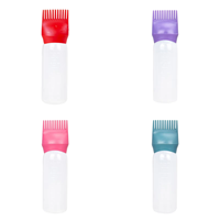 Bouteilles en plastique transparentes vides personnalisées pour salon, pour huile capillaire, flacon applicateur de teinture capillaire avec brosse peigne