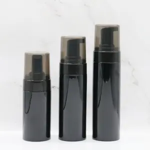 Empty 100ml 120ml 150ml 200ml Hand Wash Facial Cleanser Mousse Foaming Bottles Black Plastic Foam Pump Bottle