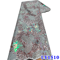NI.AI Luxe Coloré Séquence Net Dentelle Fleur De Mariée Brodé Velours Paillettes Dentelle Tissu pour Robe De Mariée Matériaux