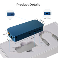 DAC USB C portable double CS43198 Amplificateur d'écouteurs avec sortie 3,5 mm + 4,4 mm Entrée USB C Amplificateur d'écouteurs mini haute performance