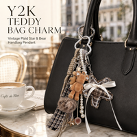 Porte-clés Coquette Multi-breloques, Breloque de Sac, Ruban à Carreaux, Dentelle, Fausse Perle, Pompon, Ours en Peluche, pour Sac à Main, Sac à Dos, Cadeau Femme