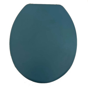 Cubierta de asiento de inodoro de plástico de cierre suave con <span class=keywords><strong>tapa</strong></span> de inodoro de fijación superior en forma de D azul cómoda moderna - Product Image 1