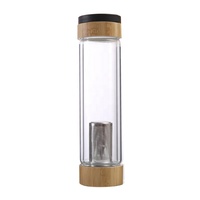 Koffie, thee, fruit 16oz brede mond 2 bamboe deksels borosilicaat glazen sportdrinkflessen glazen theeglas met zeef