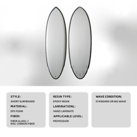 Fabrication en gros d'usine, planches de surf personnalisées OEM |   Planche de surf de performance 5'1" 32L en fibre de verre, carbone, EPS et époxy, avec rail court et technologie Vacuum Blank