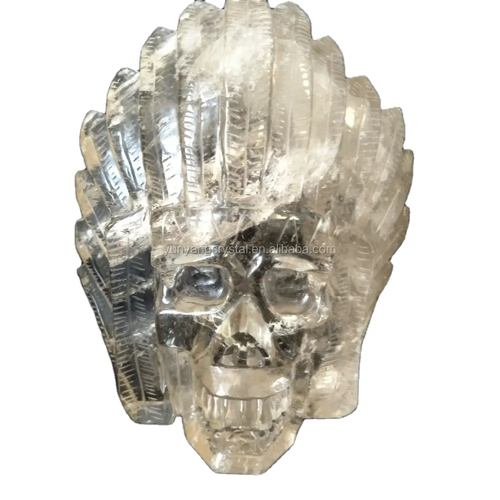 india style Natural stone smoky quartz skull