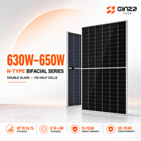 Module photovoltaïque OEM ODM N Type TOPCon 630W-650W à demi-cellules, double vitrage, pour projets commerciaux, panneaux solaires monocristallins bifaciaux