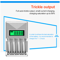 Chargeur de batterie portable PUJIMAX à 4 emplacements avec écran LCD pour piles rechargeables AA/AAA Ni-Cd/Ni-Mh 1,2 V
