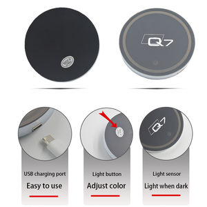 Suporte de copo com luzes de <span class=keywords><strong>led</strong></span> 3d, acessórios automotivos, atmosfera, <span class=keywords><strong>led</strong></span>, logotipo, projetor, suporte de copo, suporte de copo, carregamento usb - Product Image 4