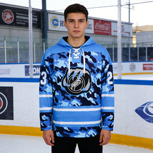 Hoodie Hoki Custom Made Layanan OEM dengan Pola Transfer Panas Desain Tim Kamuflase Unisex Tahan Angin Ramah Lingkungan Polos - Product Image 1