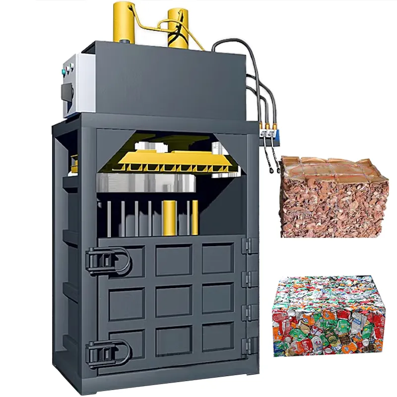 Machine de compression verticale hydraulique/machine de presse à papier usagée prix bon marché mini presse à foin/carton