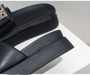 Sandales pour femmes en cuir véritable souple, antidérapantes et respirantes, à bout ouvert, style urbain tendance, dessus en cuir de vachette, printemps-automne - Product Image 6