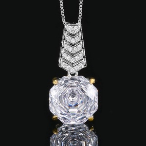 Fashion Eco-friendly Copper Rose Cut 14-12MM White Zircon Temperament Bridal Necklace <b>Earrings</b> Ring Jewelry <b>Set</b> for Wedding - Product Image 4