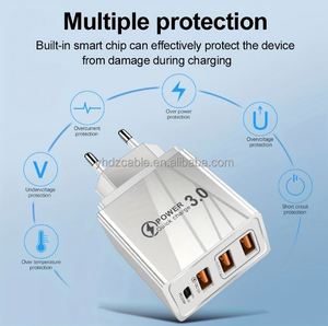 ที่ชาร์จเร็ว 3 พอร์ต USB + PD Type-C พร้อมเอาต์พุต QC2.0 วัสดุทนไฟสำหรับโทรศัพท์มือถือและแท็บเล็ต - Product Image 2