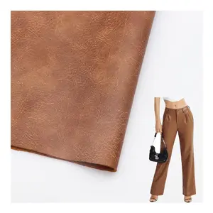 High Quality PU Leather Fabric 100%Polyester 370GSM Waterproof Synthetic Leather Fabric For Women Pants